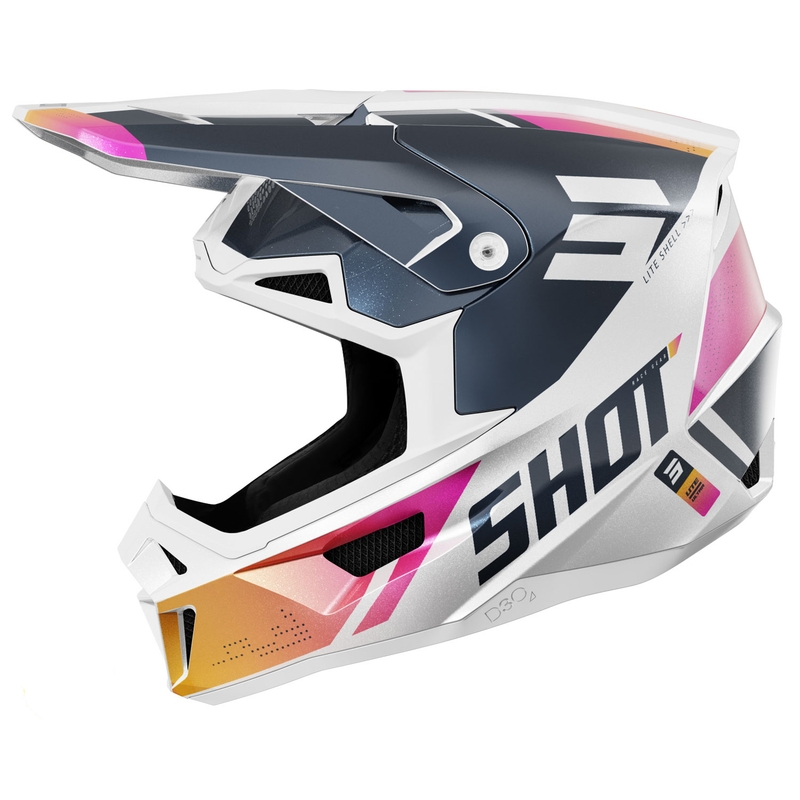 Motokrossi kiiver Shot Lite Ultra pärl sini-oranž-roosa