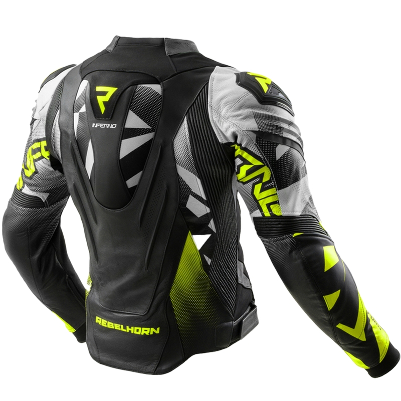 Rebelhorn Inferno must-fluo kollane nahast mootorratta jakk