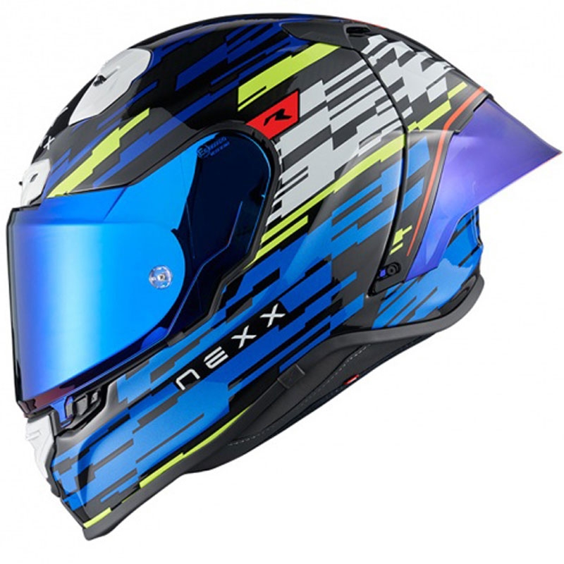 Integreeritud mootorratta kiiver Nexx X.R3R Glitch Racer sini-fluo kollane allahindlus