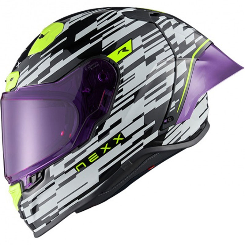 Integreeritud mootorratta kiiver Nexx X.R3R Glitch Racer valge-fluo kollane allahindlus
