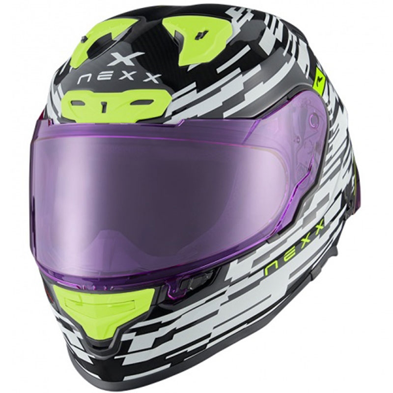 Integreeritud mootorratta kiiver Nexx X.R3R Glitch Racer valge-fluo kollane allahindlus