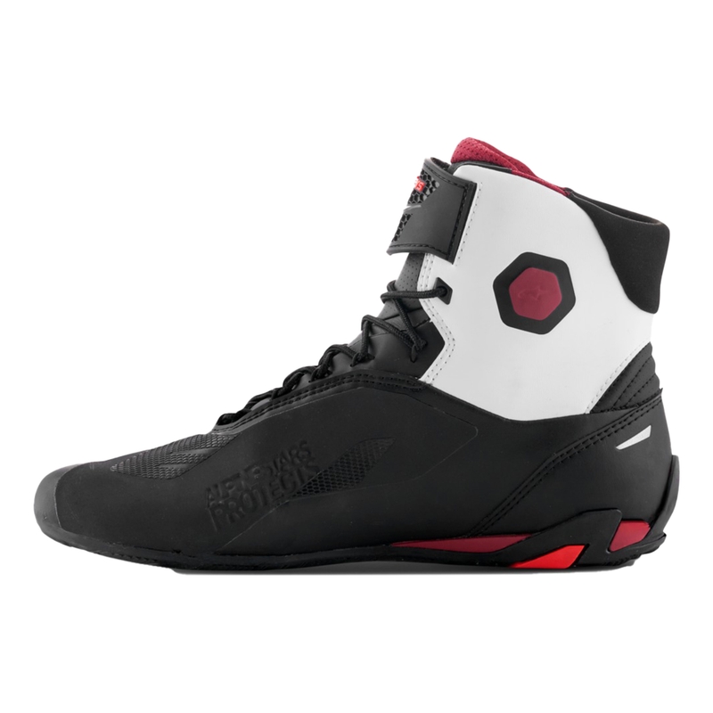 Alpinestars Faster-4 must-valge-tumepunased mootorratta saapad