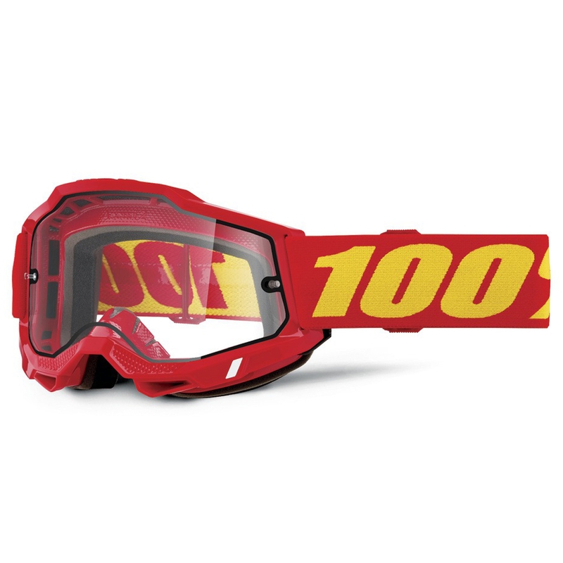 Motokrossiprillid 100% ACCURI 2 Enduro punane topelt läbipaistva pleksiga