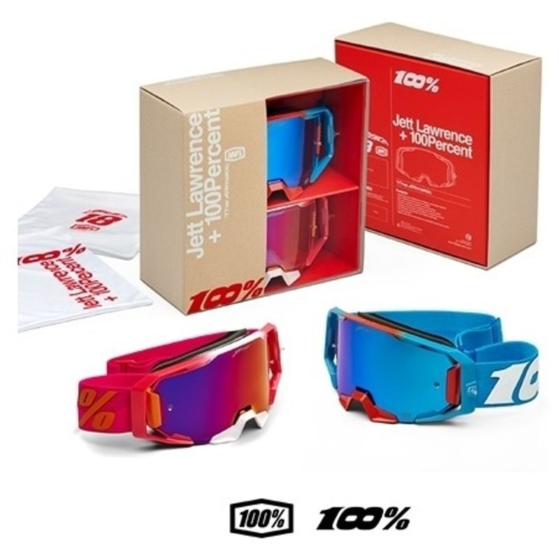 Motokrossiprillide komplekt 100% Armatic Jett Lawrence LE roosa-sinine
