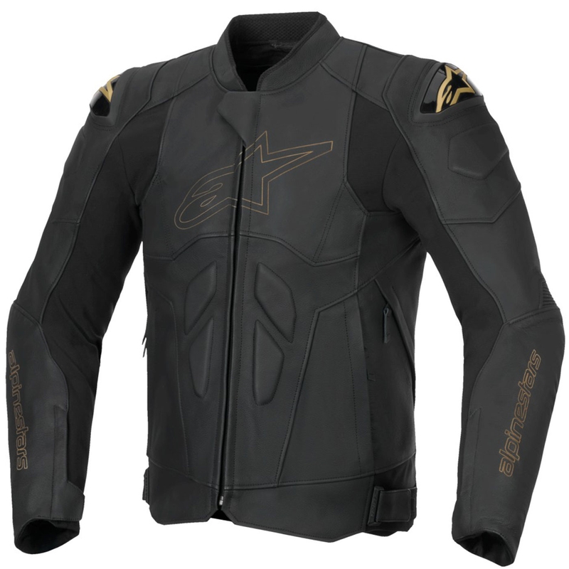 Alpinestars Dusk must ja kuldne nahast mootorratta jakk