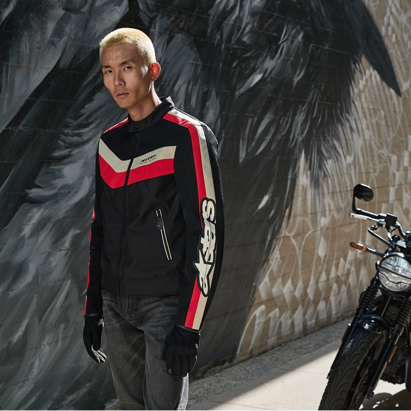 Alpinestars T-Dyno Air must-punane-beež mootorratta jakk