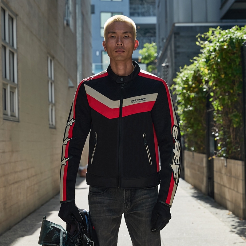 Alpinestars T-Dyno Air must-punane-beež mootorratta jakk