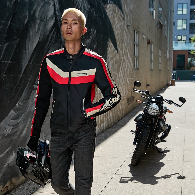 Alpinestars T-Dyno Air must-punane-beež mootorratta jakk