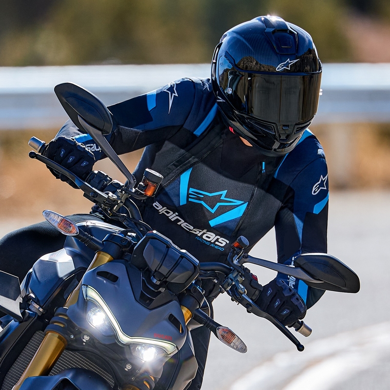 Alpinestars T-Stunt Air Black-Blue-Light Blue mootorratta jakk