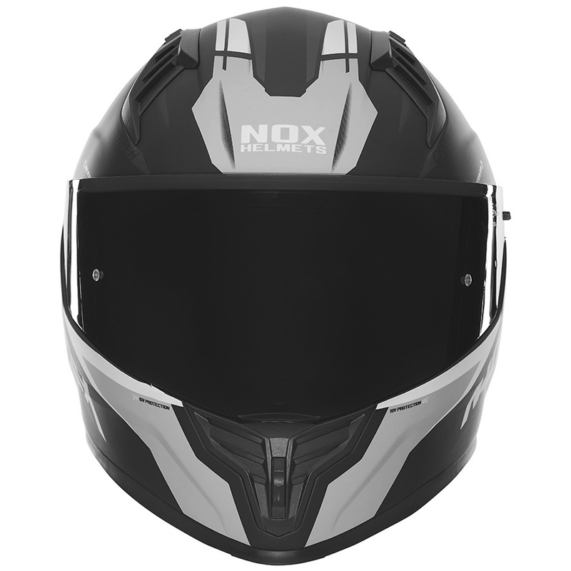 Integreeritud mootorratta kiiver NOX N401 Crower matt must-hõbedane