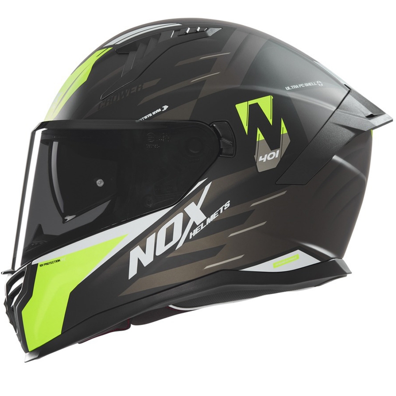 Integreeritud mootorratta kiiver NOX N401 Crower matt must-fluo kollane