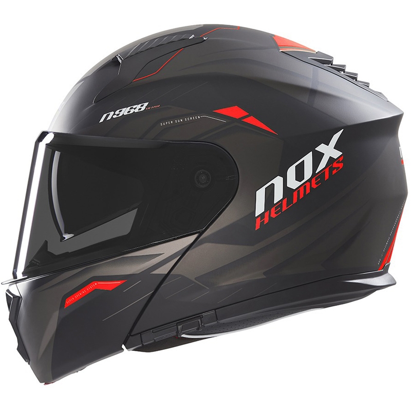 Vyklápěcí helma na motorku NOX N968 Ultra matná černo-červená