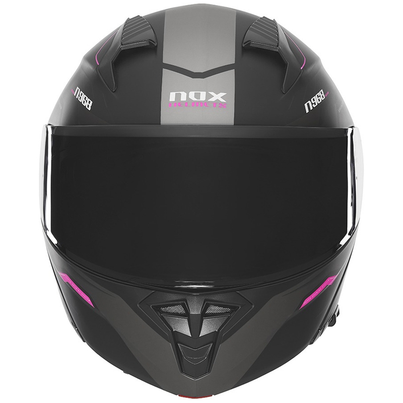 NOX N968 Ultra matt must ja roosa flip-up mootorratta kiiver