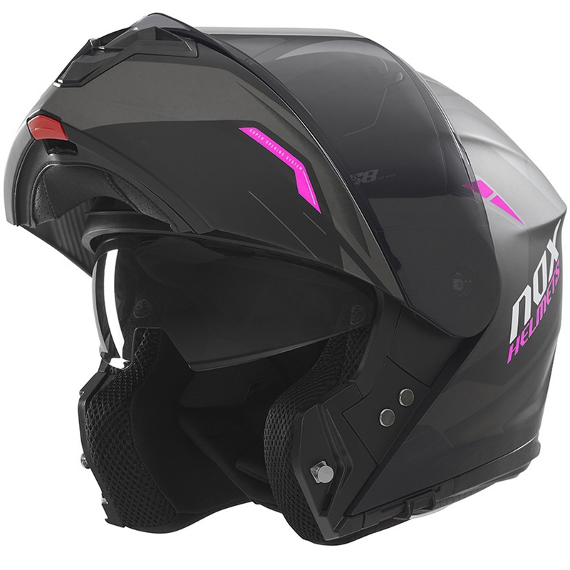 NOX N968 Ultra matt must ja roosa flip-up mootorratta kiiver