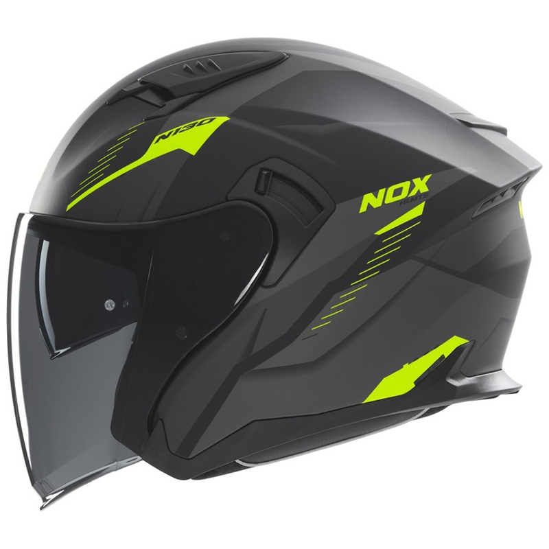 Otevřená helma na motorku NOX N130 Myst matná černo-fluo žlutá