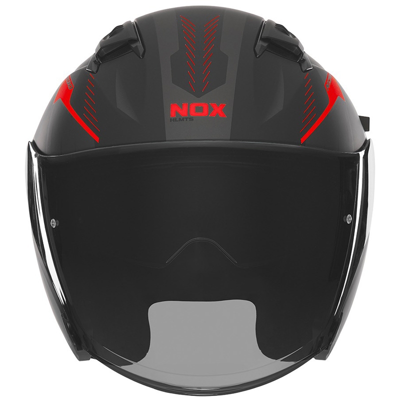 Avatud mootorratta kiiver NOX N130 Myst matt must-punane