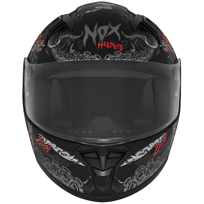 Lapse integreeritud mootorratta kiiver NOX N731 ZUMBI matt must-punane