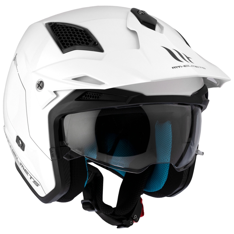 MT District SV Solid White Open Trial mootorratta kiiver