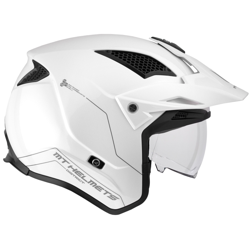 MT District SV Solid White Open Trial mootorratta kiiver