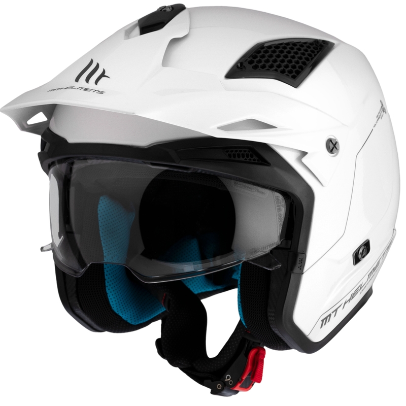 MT District SV Solid White Open Trial mootorratta kiiver