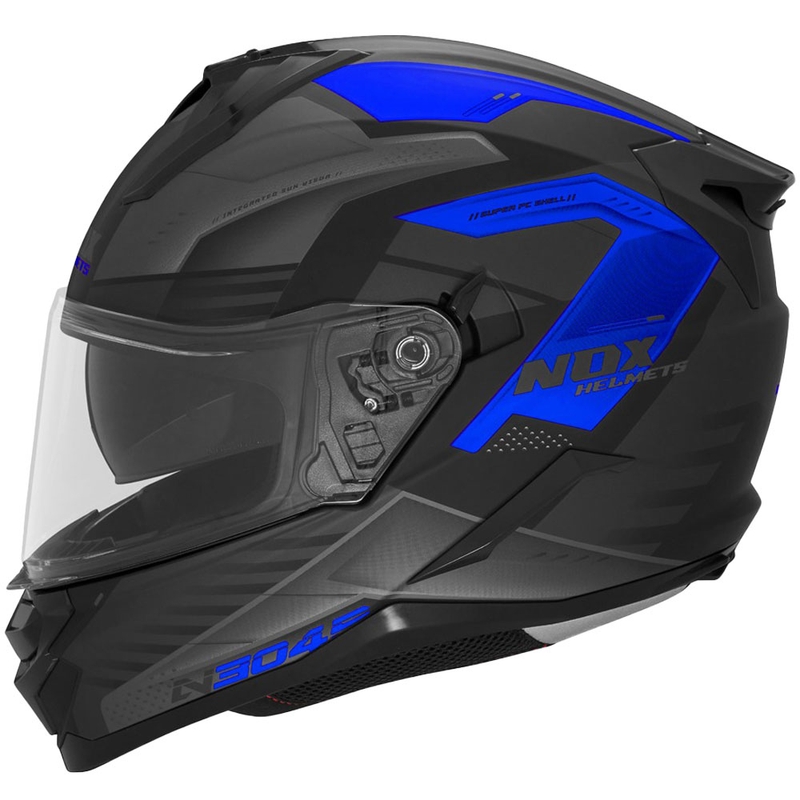 Integreeritud mootorratta kiiver NOX N304S CARVER matt must-sinine