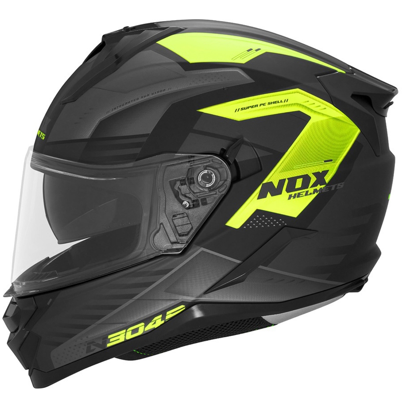 Integreeritud mootorratta kiiver NOX N304S CARVER matt must-kollane