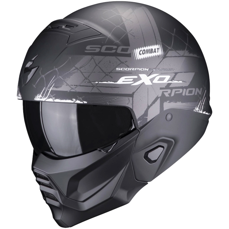 Avatud kiiver koos maskiga Scorpion EXO-COMBAT II Xenon must ja valge matt