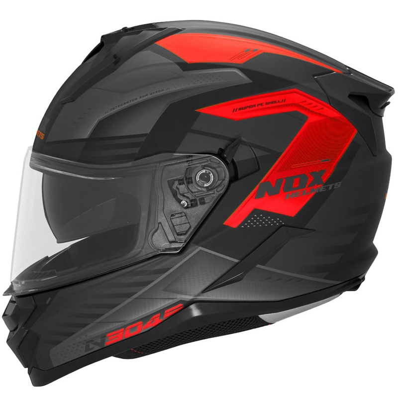 Integreeritud mootorratta kiiver NOX N304S CARVER matt must-punane