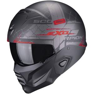 Avatud kiiver koos maskiga Scorpion EXO-COMBAT II Xenon must-punane matt