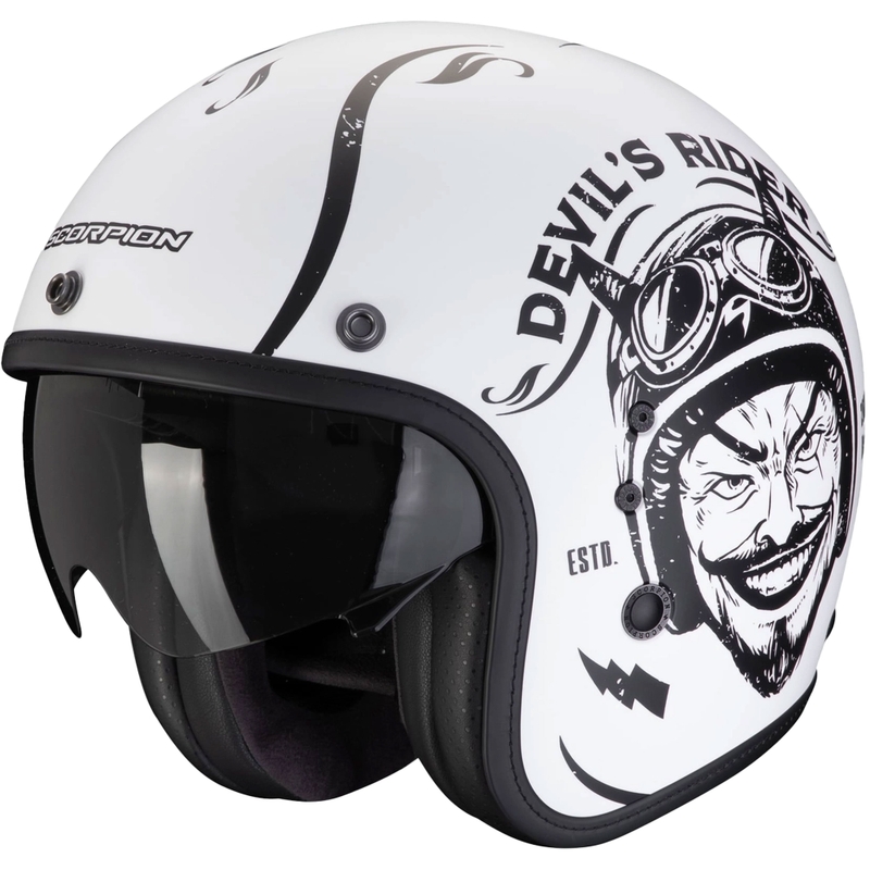 Avatud mootorratta kiiver Scorpion Belfast Evo ROMEO matt must ja valge allahindlus