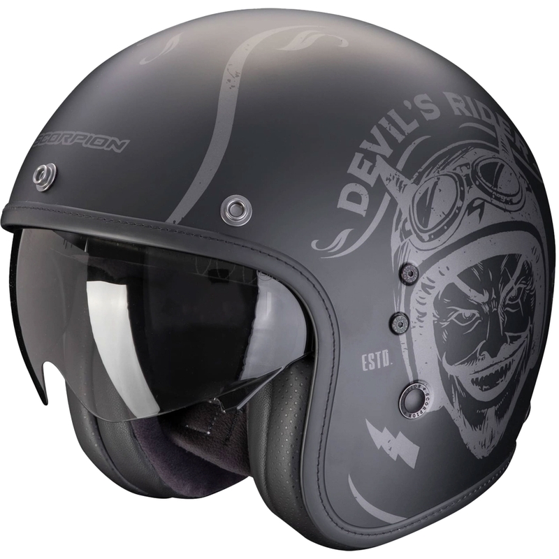 Avatud mootorratta kiiver Scorpion Belfast Evo ROMEO matt must-hõbedane allahindlus