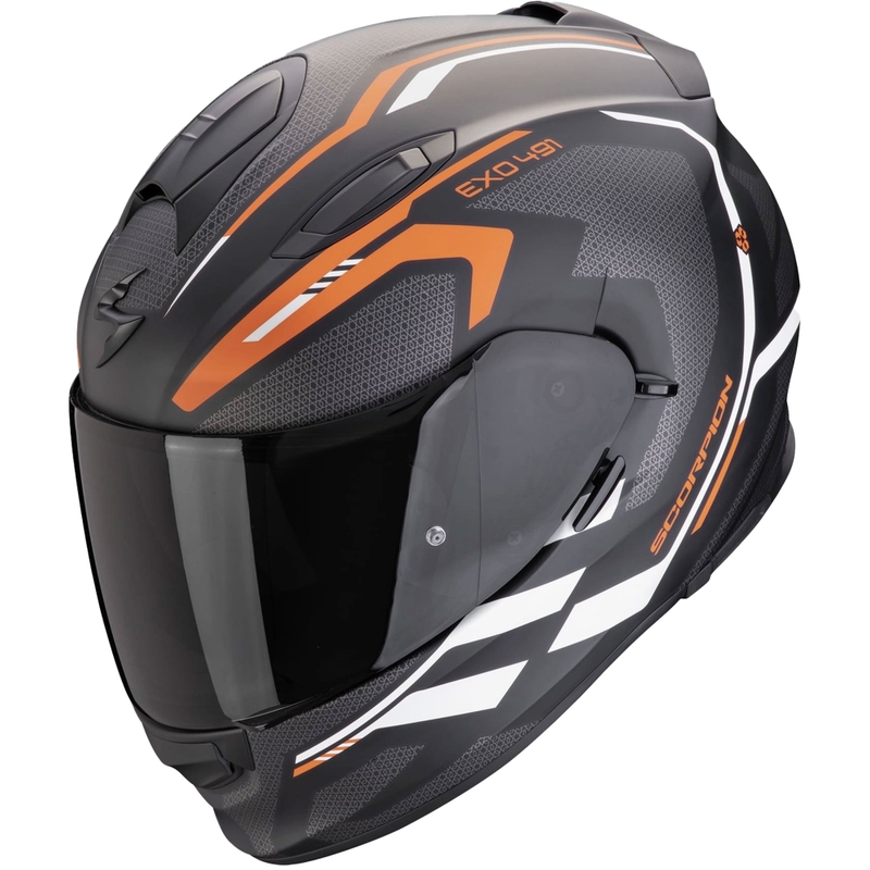 Integreeritud mootorratta kiiver Scorpion EXO-491 KRIPTA matt must-oranž-valge