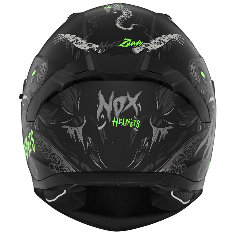 Integreeritud mootorratta kiiver NOX N401 ZUMBI matt must-fluo roheline