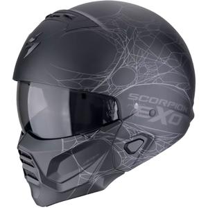 Modulaarne mootorratta kiiver Scorpion EXO-COMBAT II SPIDERWEB matt must-hõbedane kiiver