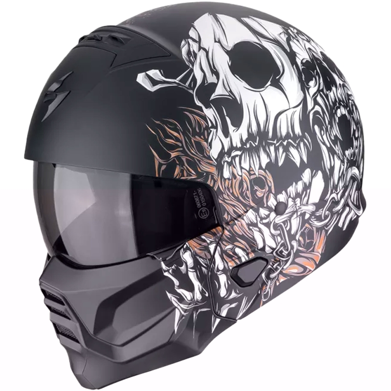 Modulaarne mootorratta kiiver Scorpion EXO-COMBAT II GENESIS matt must-valge-kuldne