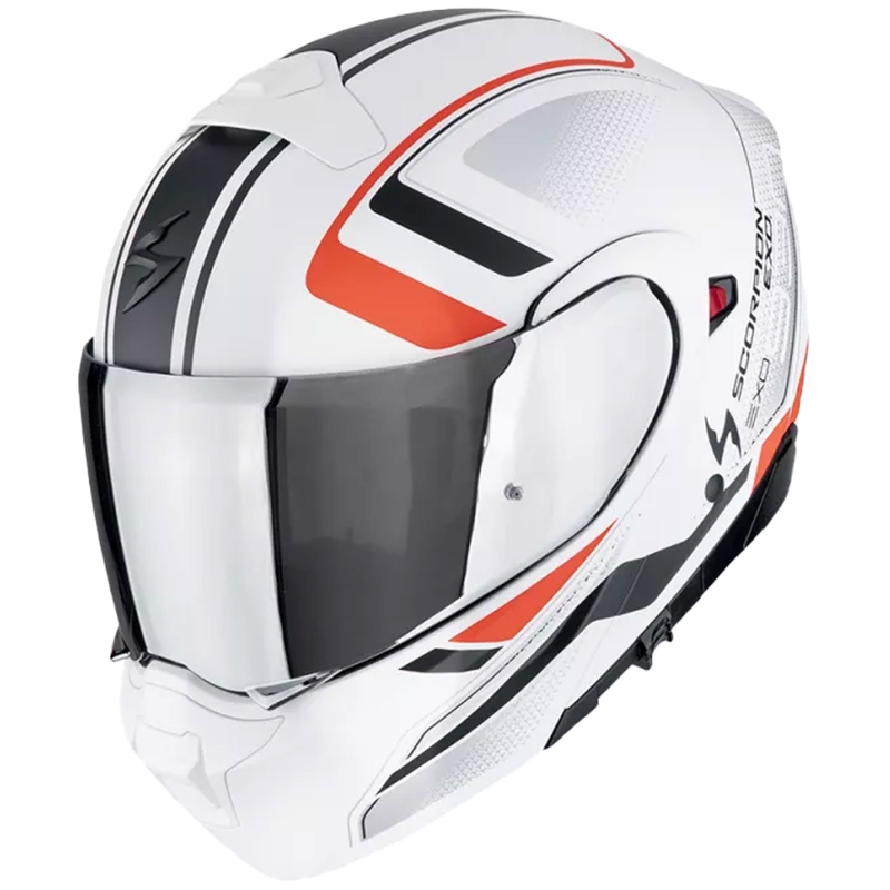 Modulaarne mootorratta kiiver Scorpion EXO-930 EVO ARDENS metallik valge-must-punane