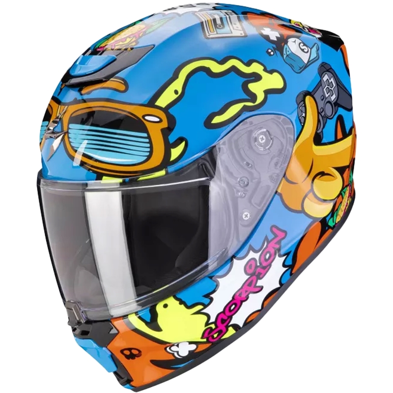 Laste mootorratta kiiver Scorpion EXO-JNR AIR FUN sini-oranž