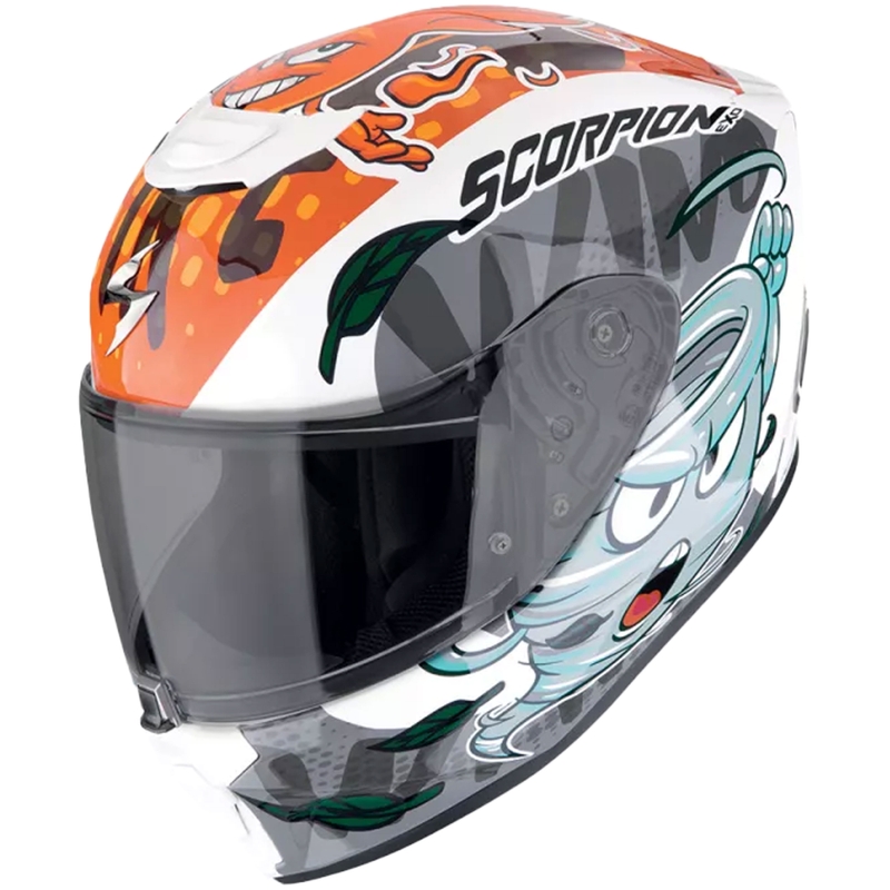 Laste mootorratta kiiver Scorpion EXO-JNR AIR The4elements valge-sinine-oranž