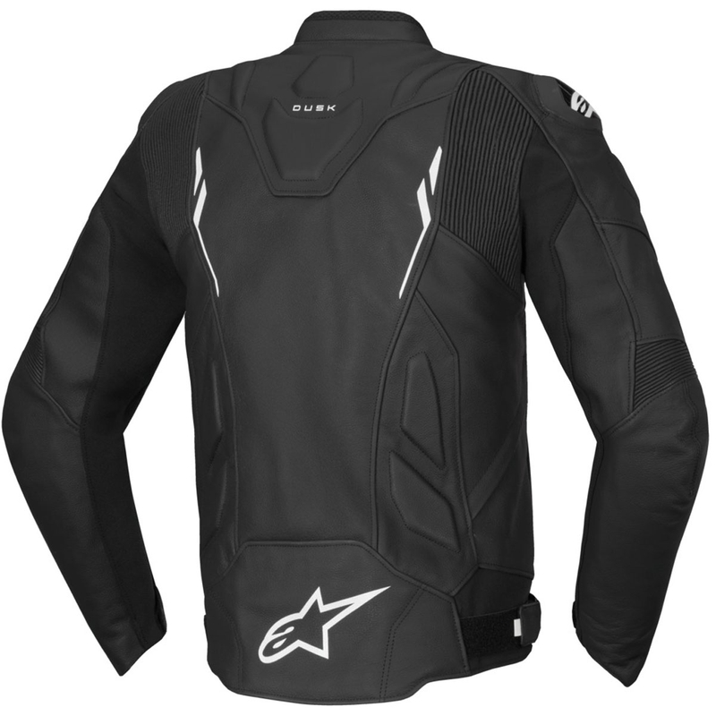 Alpinestars Dusk must-valge nahast mootorratta jope