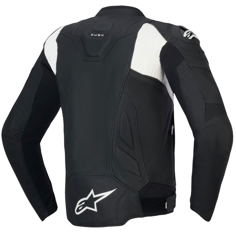 Alpinestars Dusk Airflow must-valge nahast mootorratta jakk