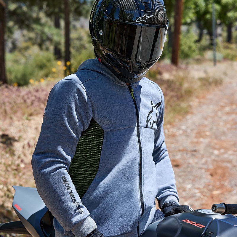 Alpinestars Chrome Air Sport Hall-must-tume khaki mootorratta kapuutsiga