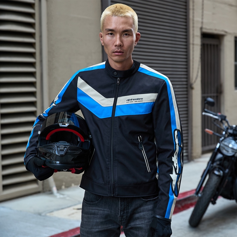 Alpinestars T-Dyno veekindel must-sinine-beež mootorratta jakk