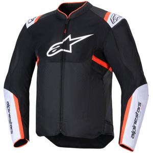 Alpinestars T-SPS Air V2 must-valge-fluo punane mootorratta jope
