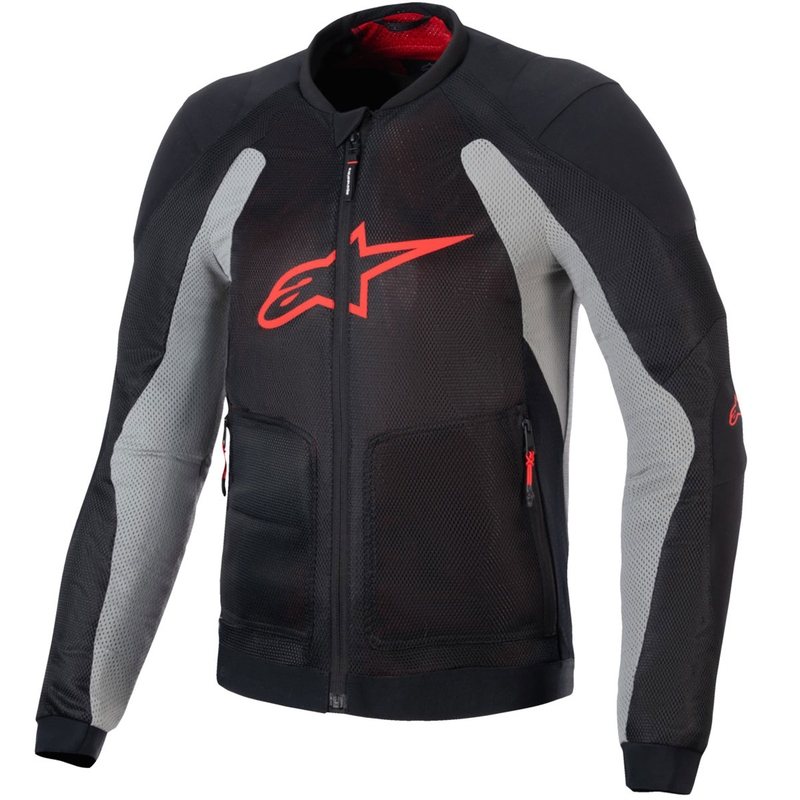 Alpinestars TROOP-AIR must-hall-punane mootorratta jakk