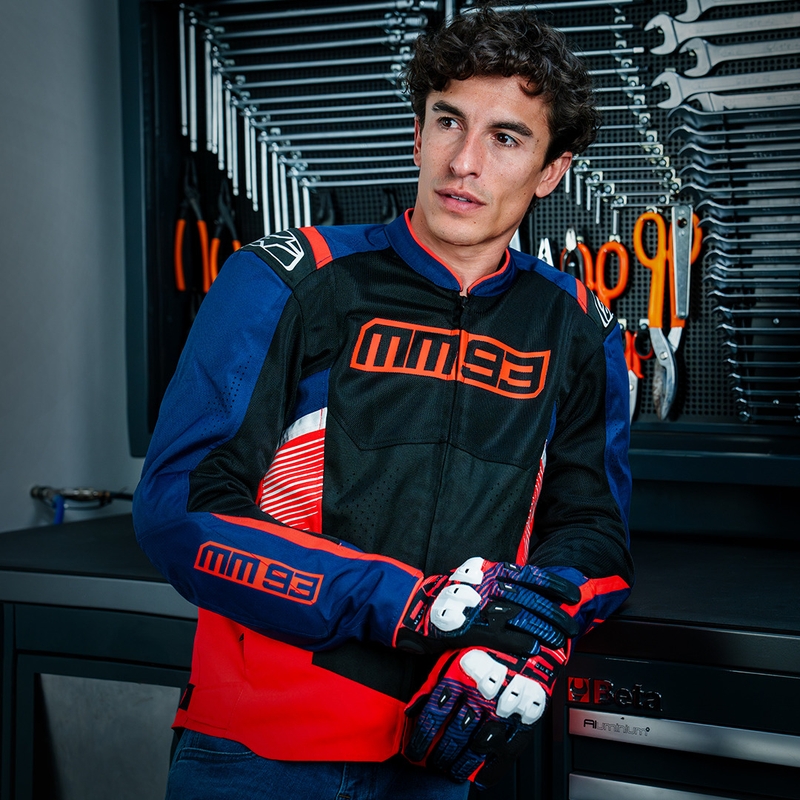 Alpinestars T-SPS Air V2 MM93 kollektsioon fluo punane-sinine-must-valge mootorrattajope