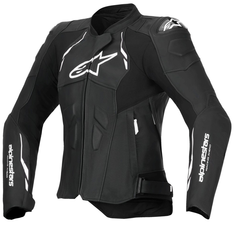 Alpinestars Stella Dusk naiste must-valge nahast mootorratta jakk