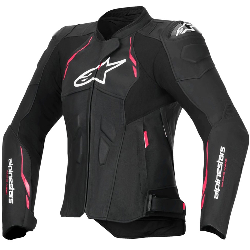 Alpinestars Stella Dusk naiste nahast mootorratta jope must ja roosa-valge