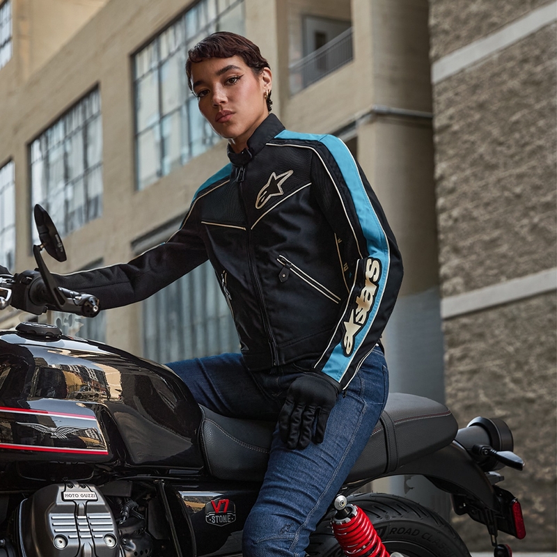 Alpinestars STELLA T-DYNO AIR naiste mootorratta jope must-helesinine-beež