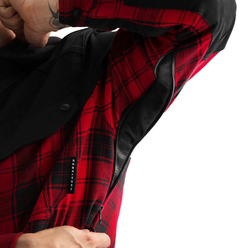 Rebelhorn Shifter must ja punane mootorratta särk