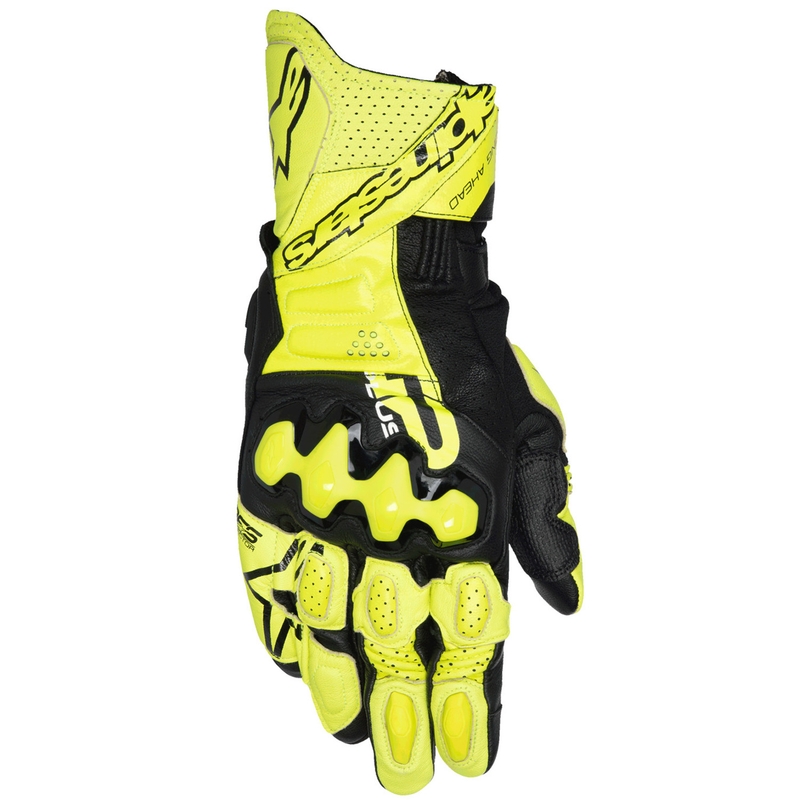 Alpinestars GP Plus R V3 fluo kollane-mustad mootorratta kindad